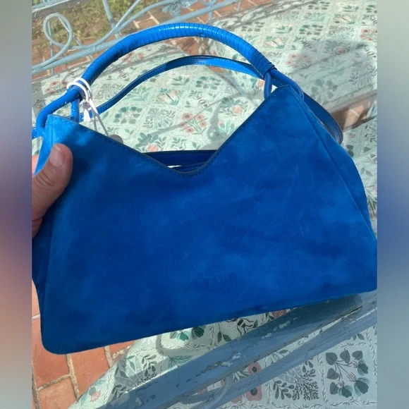 STAUD Valerie Director Blue Suede Bag NWT - Picture 6 of 13